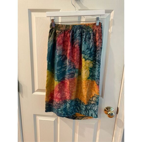 Vintage Diane Gilman 100% Silk Watercolor aside Tie Skirt sz 8 NWT - Picture 5 of 6